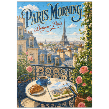 Darstellung des Puzzle Motivs puzzleplate Eiffel Tower Morning Romance 200 Puzzle