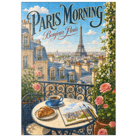 Darstellung des Puzzle Motivs Romantik am Morgen am Eiffelturm - Puzzleteile: 200