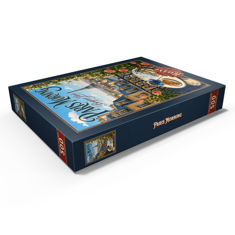 Darstellung des Puzzle Motivs Romantik am Morgen am Eiffelturm Eiffel Tower Morning Romance 500 Puzzle Schachtel Ansicht1