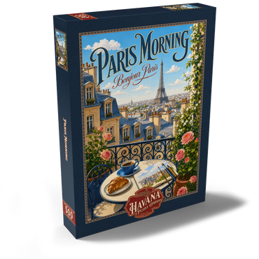 Darstellung des Puzzle Motivs Eiffel Tower Morning Romance 500 Puzzle Schachtel Ansicht2