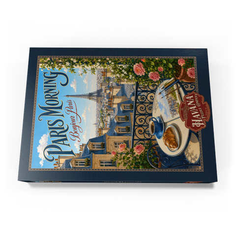Darstellung des Puzzle Motivs Romantik am Morgen am Eiffelturm Eiffel Tower Morning Romance 500 Puzzle Schachtel Ansicht3