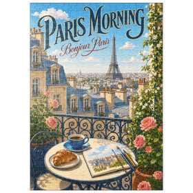 Darstellung des Puzzle Motivs Romantik am Morgen am Eiffelturm - Puzzleteile: 500