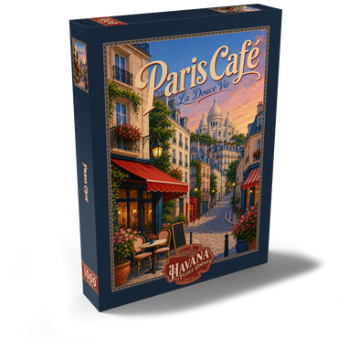 Darstellung des Puzzle Motivs Paris Cafe Romantic Evening Charm 1000 Puzzle Schachtel Ansicht2
