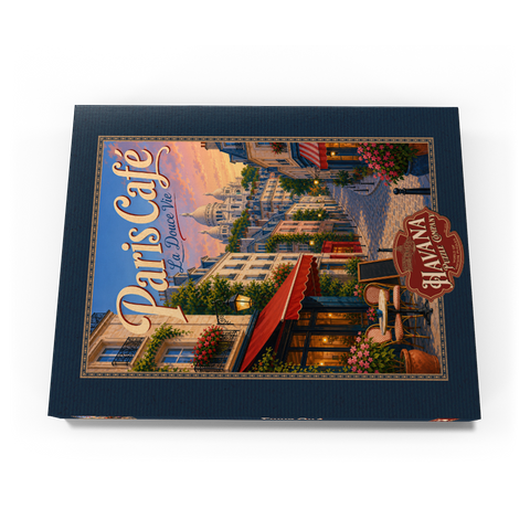 Darstellung des Puzzle Motivs Romantischer Abend in einem Pariser Café Paris Cafe Romantic Evening Charm 200 Puzzle Schachtel Ansicht3