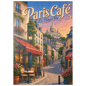 Darstellung des Puzzle Motivs Romantischer Abend in einem Pariser Café - Puzzleteile: 200