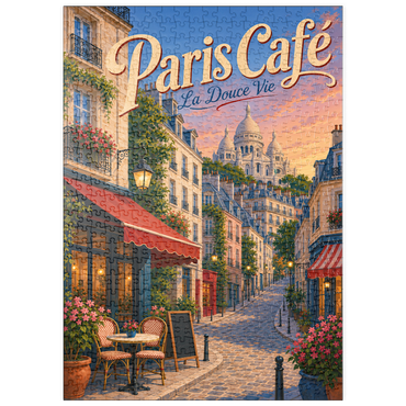 Darstellung des Puzzle Motivs puzzleplate Paris Cafe Romantic Evening Charm 500 Puzzle