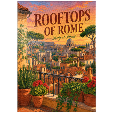 Darstellung des Puzzle Motivs puzzleplate Rome Rooftops Sunset Romance 1000 Puzzle