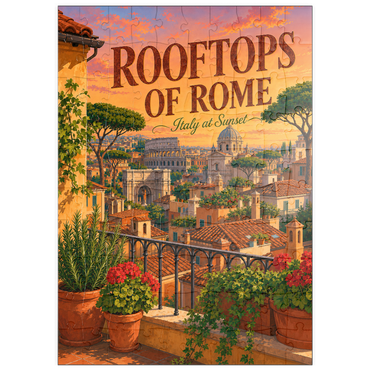 Darstellung des Puzzle Motivs puzzleplate Rome Rooftops Sunset Romance 100 Puzzle