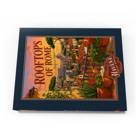 Darstellung des Puzzle Motivs Romantischer Sonnenuntergang auf den Dächern Roms Rome Rooftops Sunset Romance 200 Puzzle Schachtel Ansicht3