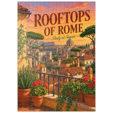 Darstellung des Puzzle Motivs puzzleplate Rome Rooftops Sunset Romance 500 Puzzle