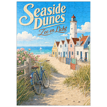 Darstellung des Puzzle Motivs puzzleplate Seaside Dunes Lighthouse Coastal Charm 200 Puzzle
