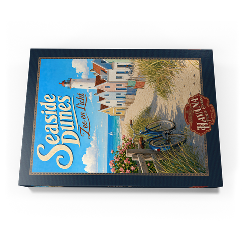 Darstellung des Puzzle Motivs Leuchtturm „Seaside Dunes“ – Küstencharme Seaside Dunes Lighthouse Coastal Charm 500 Puzzle Schachtel Ansicht3