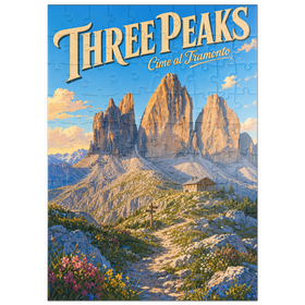 Darstellung des Puzzle Motivs Die majestätische Pracht eines Sonnenuntergangs in den Bergen - Puzzleteile: 100