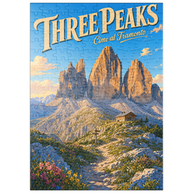 Darstellung des Puzzle Motivs Die majestätische Pracht eines Sonnenuntergangs in den Bergen - Puzzleteile: 200