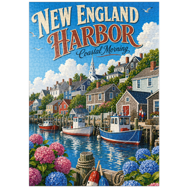 Darstellung des Puzzle Motivs puzzleplate New England Harbor Coastal Morning 1000 Puzzle