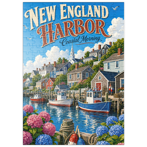 Darstellung des Puzzle Motivs Ein Morgen an der Küste von New England puzzleplate New England Harbor Coastal Morning 200 Puzzle