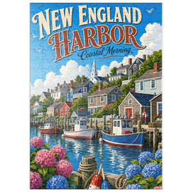 Darstellung des Puzzle Motivs Ein Morgen an der Küste von New England - Puzzleteile: 200