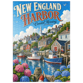 Darstellung des Puzzle Motivs Ein Morgen an der Küste von New England - Puzzleteile: 500
