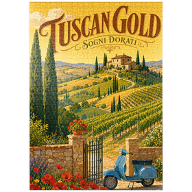 Darstellung des Puzzle Motivs Toskanischer Weinberg „Golden Romance“ - Puzzleteile: 1000
