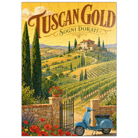 Darstellung des Puzzle Motivs Toskanischer Weinberg „Golden Romance“ puzzleplate Tuscan Vineyard Golden Romance 100 Puzzle