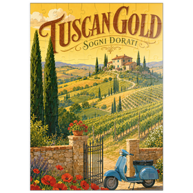 Darstellung des Puzzle Motivs Toskanischer Weinberg „Golden Romance“ - Puzzleteile: 100