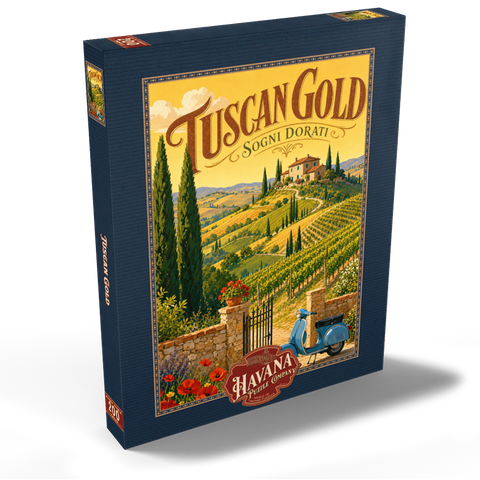 Darstellung des Puzzle Motivs Toskanischer Weinberg „Golden Romance“ Tuscan Vineyard Golden Romance 200 Puzzle Schachtel Ansicht2