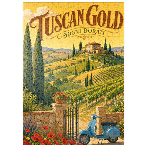 Darstellung des Puzzle Motivs Toskanischer Weinberg „Golden Romance“ puzzleplate Tuscan Vineyard Golden Romance 500 Puzzle