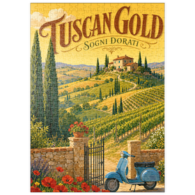 Darstellung des Puzzle Motivs Toskanischer Weinberg „Golden Romance“ - Puzzleteile: 500