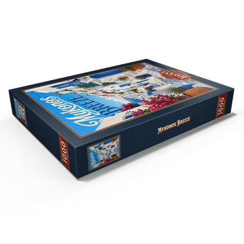 Darstellung des Puzzle Motivs Mykonos: Windmühlen und Küstencharme Mykonos Windmills Coastal Charm 1000 Puzzle Schachtel Ansicht1