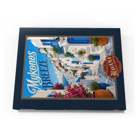 Darstellung des Puzzle Motivs Mykonos: Windmühlen und Küstencharme Mykonos Windmills Coastal Charm 200 Puzzle Schachtel Ansicht3