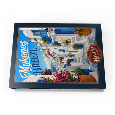 Darstellung des Puzzle Motivs Mykonos Windmills Coastal Charm 500 Puzzle Schachtel Ansicht3
