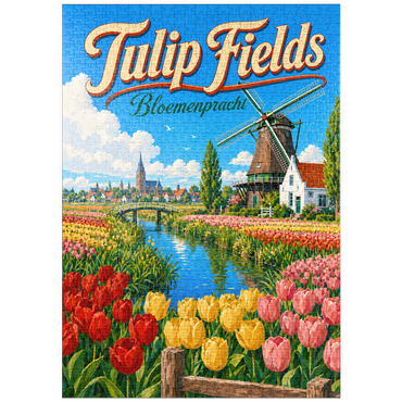 Darstellung des Puzzle Motivs puzzleplate Dutch Tulip Fields Spring Splendor 1000 Puzzle