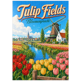 Darstellung des Puzzle Motivs Holländische Tulpenfelder – Frühlingspracht - Puzzleteile: 1000