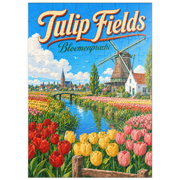 Darstellung des Puzzle Motivs puzzleplate Dutch Tulip Fields Spring Splendor 100 Puzzle