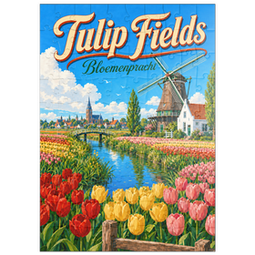 Darstellung des Puzzle Motivs Holländische Tulpenfelder – Frühlingspracht - Puzzleteile: 100