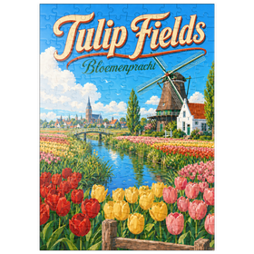 Darstellung des Puzzle Motivs Holländische Tulpenfelder – Frühlingspracht - Puzzleteile: 200