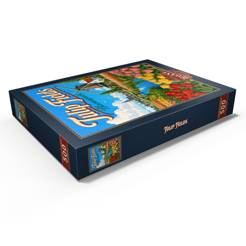 Darstellung des Puzzle Motivs Holländische Tulpenfelder – Frühlingspracht Dutch Tulip Fields Spring Splendor 500 Puzzle Schachtel Ansicht1