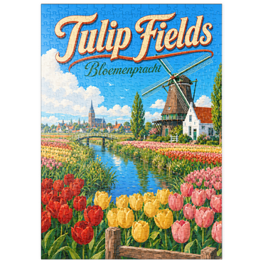 Darstellung des Puzzle Motivs puzzleplate Dutch Tulip Fields Spring Splendor 500 Puzzle