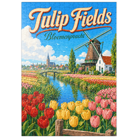 Darstellung des Puzzle Motivs Holländische Tulpenfelder – Frühlingspracht - Puzzleteile: 500