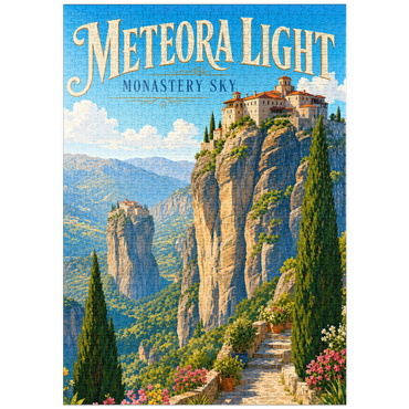Darstellung des Puzzle Motivs puzzleplate Meteora Monastery Sky Majesty 1000 Puzzle