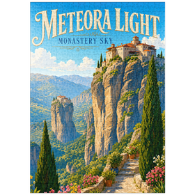 Darstellung des Puzzle Motivs Das Kloster Meteora – Majestät am Himmel - Puzzleteile: 1000