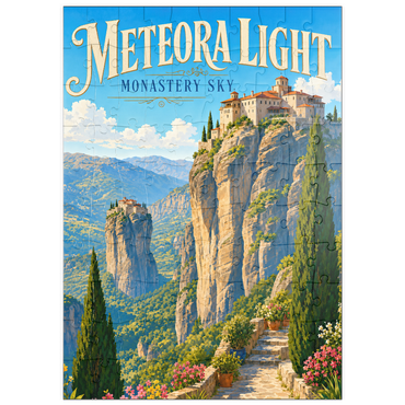 Darstellung des Puzzle Motivs puzzleplate Meteora Monastery Sky Majesty 100 Puzzle