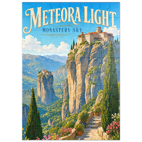 Darstellung des Puzzle Motivs Das Kloster Meteora – Majestät am Himmel - Puzzleteile: 100