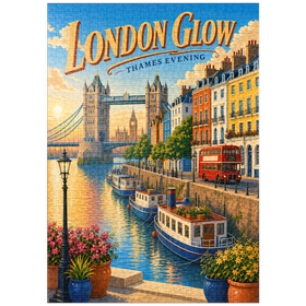 Darstellung des Puzzle Motivs Abendliche Abenddämmerung über der Themse in London - Puzzleteile: 1000