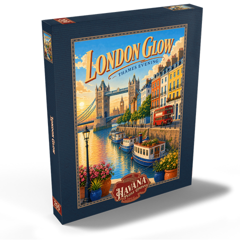 Darstellung des Puzzle Motivs Abendliche Abenddämmerung über der Themse in London London Thames Evening Glow 200 Puzzle Schachtel Ansicht2