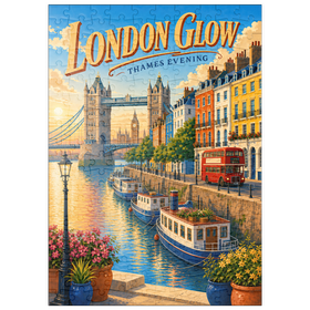 Darstellung des Puzzle Motivs Abendliche Abenddämmerung über der Themse in London - Puzzleteile: 200