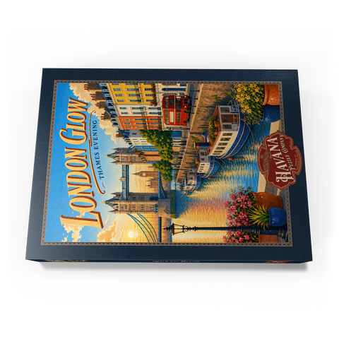 Darstellung des Puzzle Motivs Abendliche Abenddämmerung über der Themse in London London Thames Evening Glow 500 Puzzle Schachtel Ansicht3