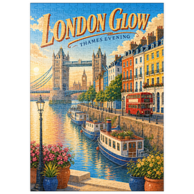 Darstellung des Puzzle Motivs Abendliche Abenddämmerung über der Themse in London - Puzzleteile: 500