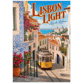 Darstellung des Puzzle Motivs Lissabonner Straßenbahn – Charme der Küste - Puzzleteile: 1000