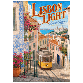 Darstellung des Puzzle Motivs Lissabonner Straßenbahn – Charme der Küste - Puzzleteile: 200